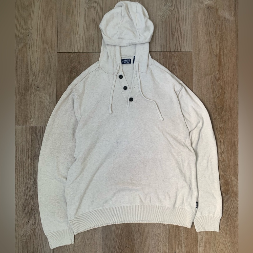Chaps Cream Knit Hoodie – Size M